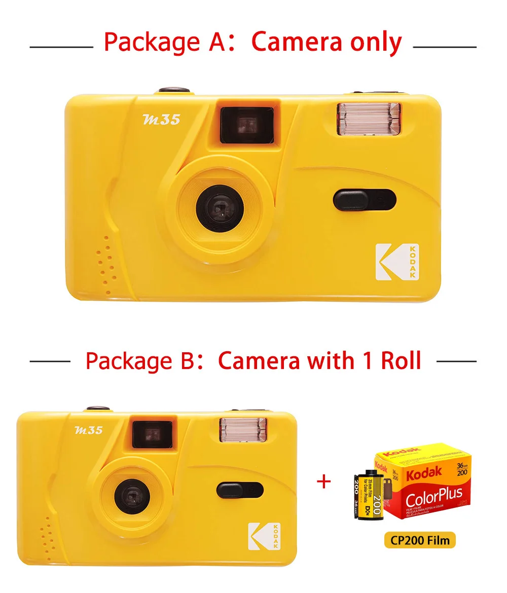 Description Picture 3 of itemOriginal Kodak Film 35mm Camera with Flash Wind and Rewind Non-Disposable Retro Roll Cameras M35 M38 Manual Reusable Mini Gift