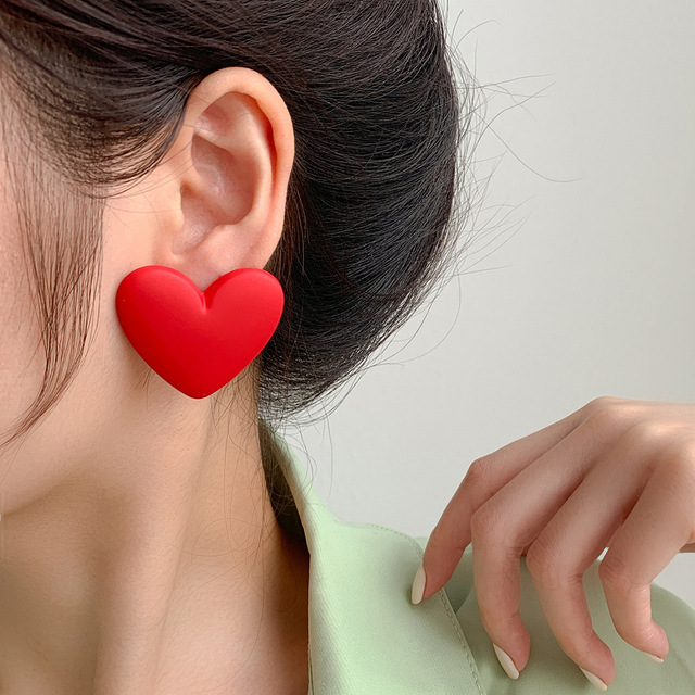 Pop Candy Color Acrylic Love  Earrings Simple Geometric Heart Earrings All-match Fashion Party Color Jewelry Earrings