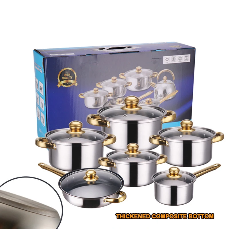 Orange Color High Quality 12PCS Stainless Steel Cookware Pot with