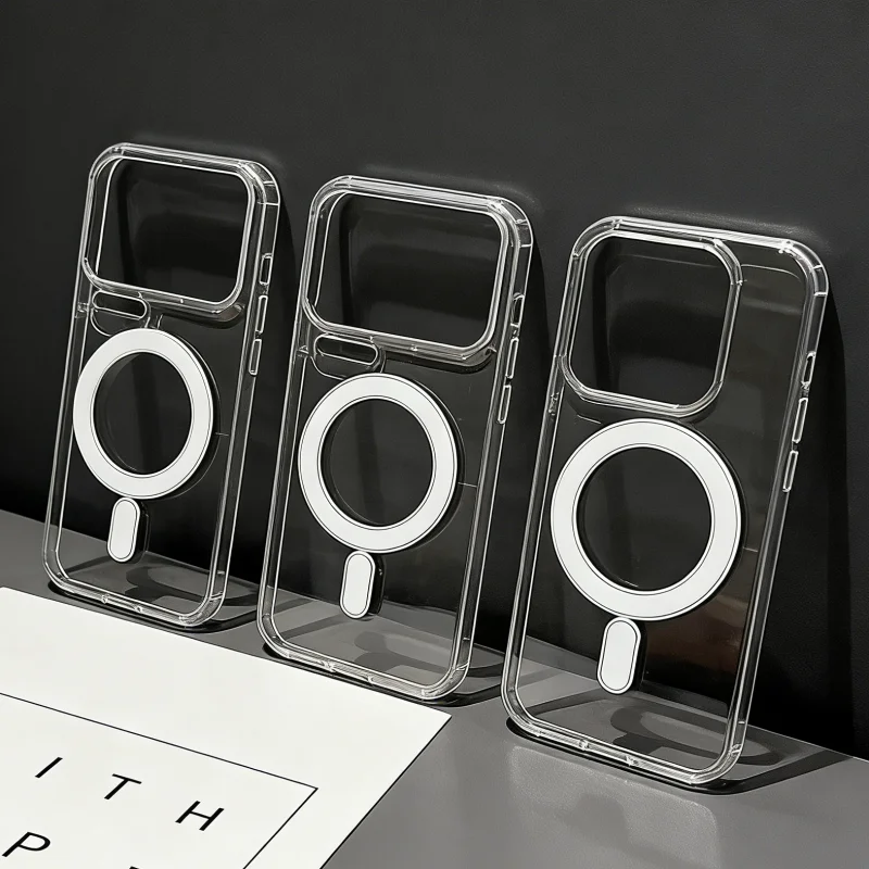 Enhanced Magnetic Transparent Shockproof Case with Wireless Charging