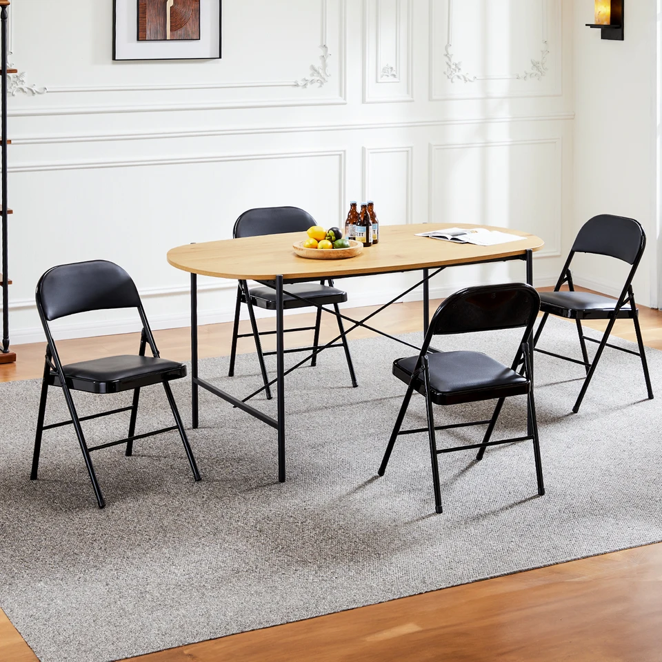 Comfortable Folding Chairs with Padded Cushion 4 Pack