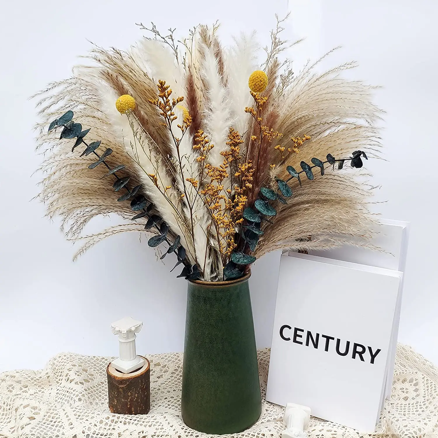 

Natural Fluffy Pampas Grass Reed Dried Flower Bouquet Boho Style Home Office Coffee Table Wedding Flower Arrangement Layout