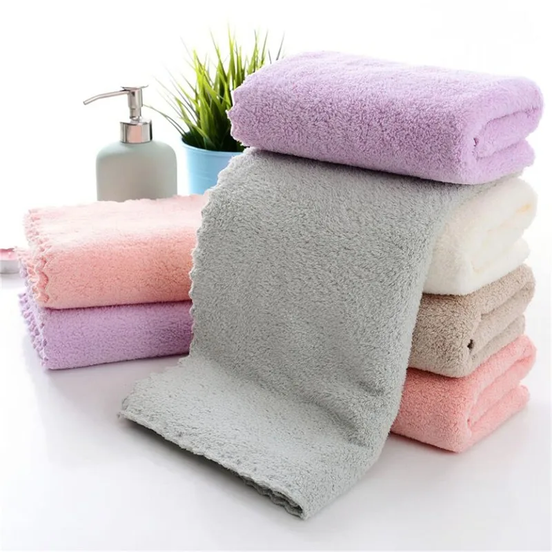 30x60cm Dry Hair Towel Water Absorbent Double-sided Coral Velvet Microfiber Bath Car Washing Cleaning Salon Swimming Camping