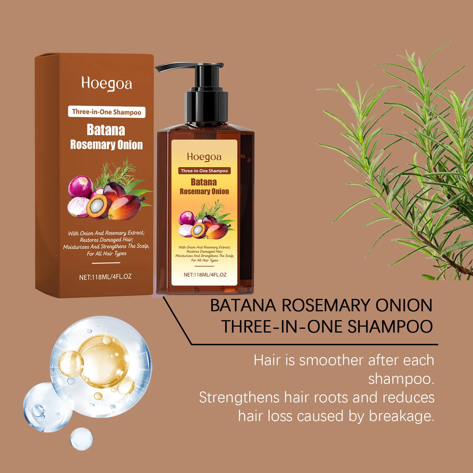 3in1 Batana Rosemary Shampoo Hair Growth Anti Loss Soothing Scalp Deep Cleansing Strengthen Hair Root Repair Nourishing Shampoo