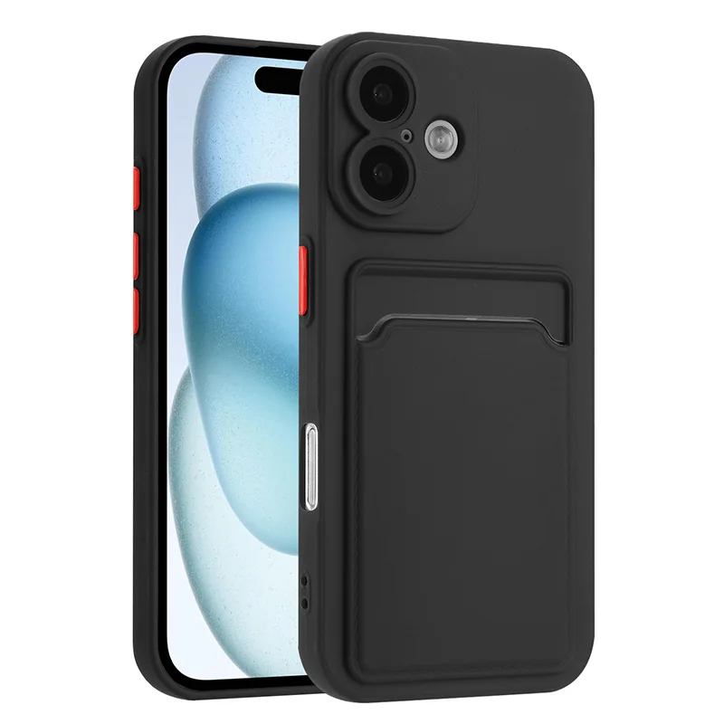 Shockproof Soft Silicone Phone Case with Card Holder and Back Pocket Cover
