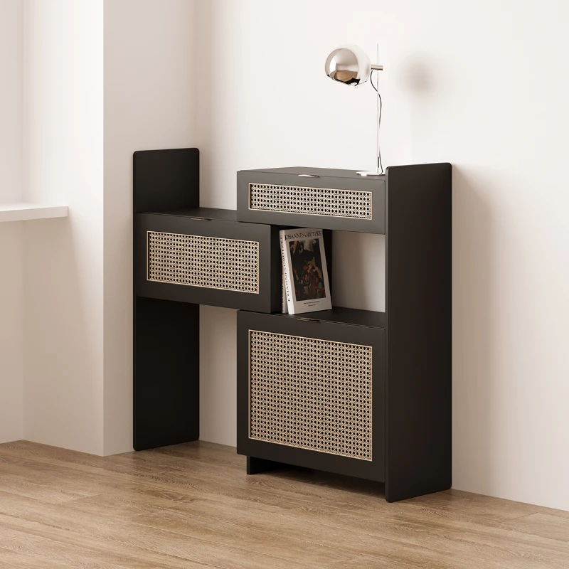 

Simple rattan retractable entrance door porch cabinet storage