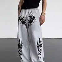 Pantalon de jogging de sport décontracté pour hommes, style gothique foncé, tendance, long, jambes larges, vêtements pour hommes, baggy 3