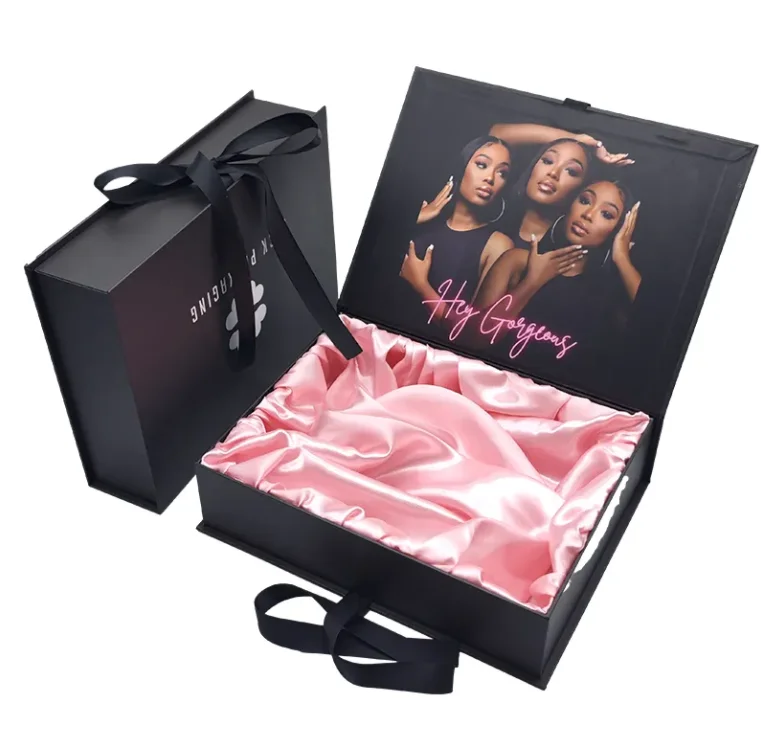 Wholesale Custom Logo Luxury Black Wig & Hair Extension Packaging Boxes, Magnetic R... - SKU WHEB2229 - UGI Packaging