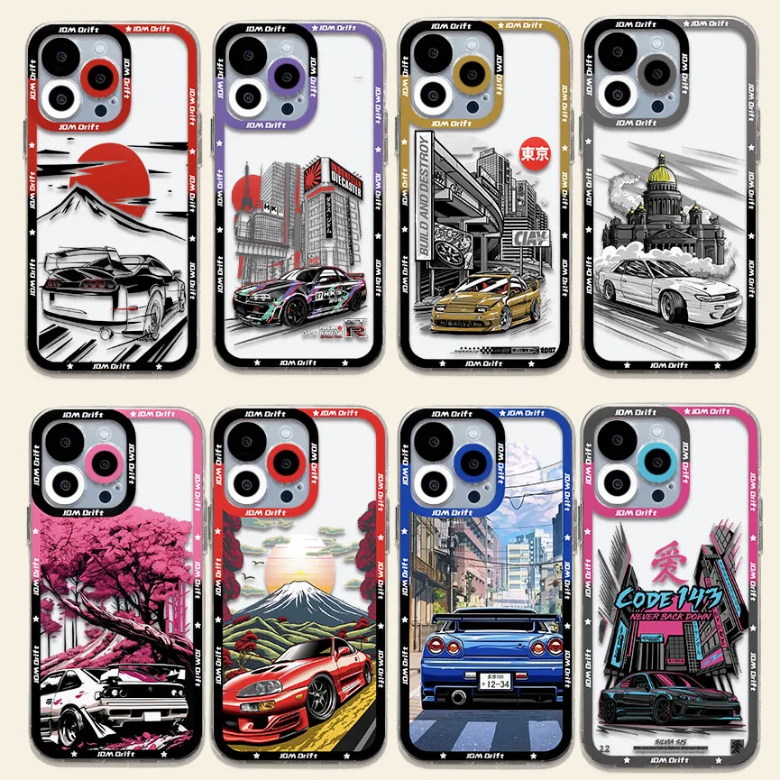 Custodia Per Telefono Per Auto Sportiva Tokyo Jdm Drift Per Iphone 15 14 13 12 Mini 11 Pro Max X Xr Xs 7 8 Se Plus Cover Trasparente In Silicone Morbi