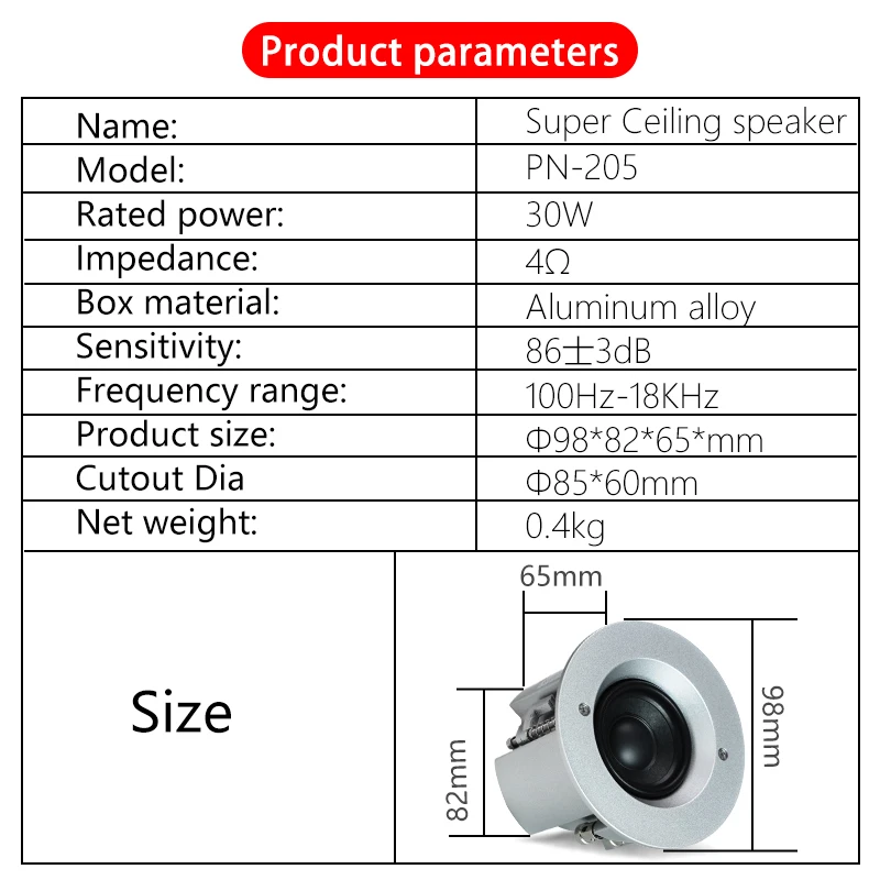 2.5in Embedded Speakers - Passive Audio System - High-Fidelity Ceiling Speakers - Home Living Room, Hotel Use
