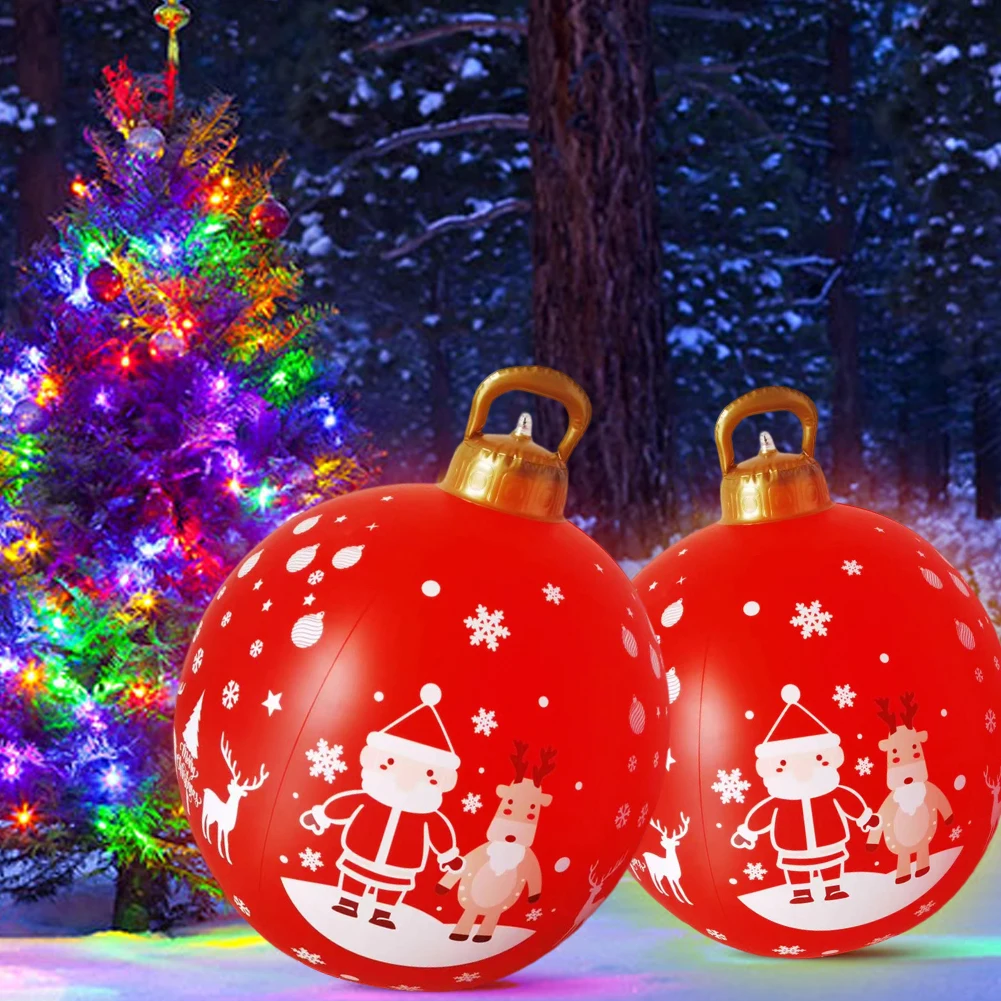 Giant Inflatable Christmas Balls PVC Giant Inflatable Christmas Balls Light Holiday Party Indoor Outdoor Decor 24 Inch