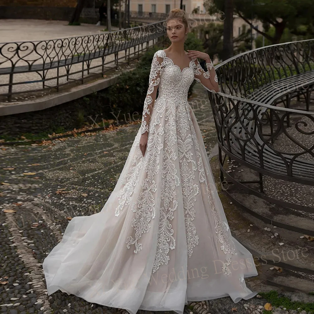 Beautiful Charming Sweetheart Wedding Dresses Exquisite A-Line Appliques Lace Illusion Bride Gowns Vestido De Novia Robe Mariée o neck see through a line wedding dresses long sleeve lace appliques court train bridal gown robe de mariée vestidos de novia