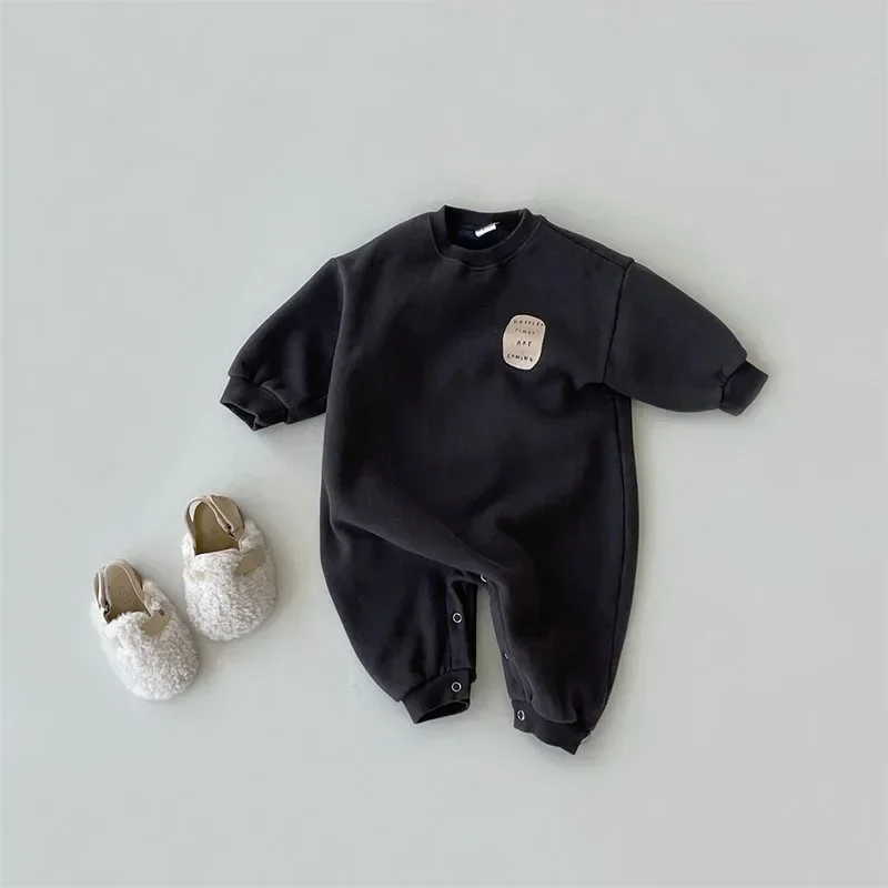 

2023 Spring Newborn Baby Romper 0-3Years Kids Boy Girl Long Sleeve Letter Sweatshirt Jumpsuit Outfits Korea Style Cotton Clothes