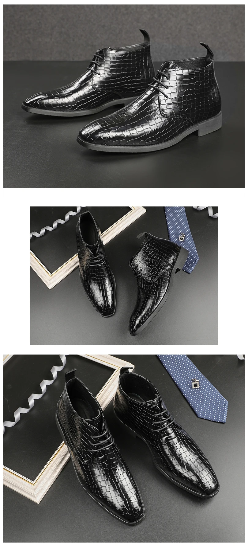 Gelb Schwarz Rot Männer Stiefel Schnüren Formale Büro Leder Casual Schuh Elegante Mode Designer Oxford Stil Chelsea Stiefeletten – Detail 21