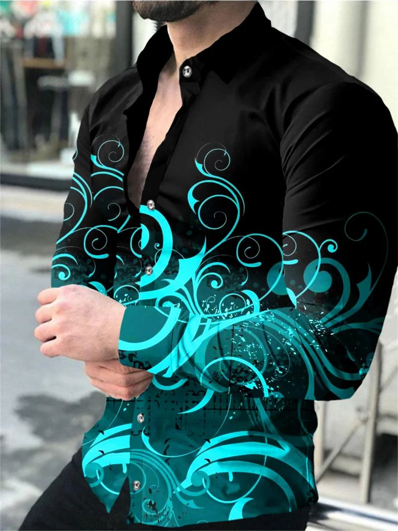 Long Sleeve Shirt Men Casual Shirt Fashion men's long sleeved shirt trend design Starry Sky Luxury shirts Men's social street casual shirt Lapel long sleeved