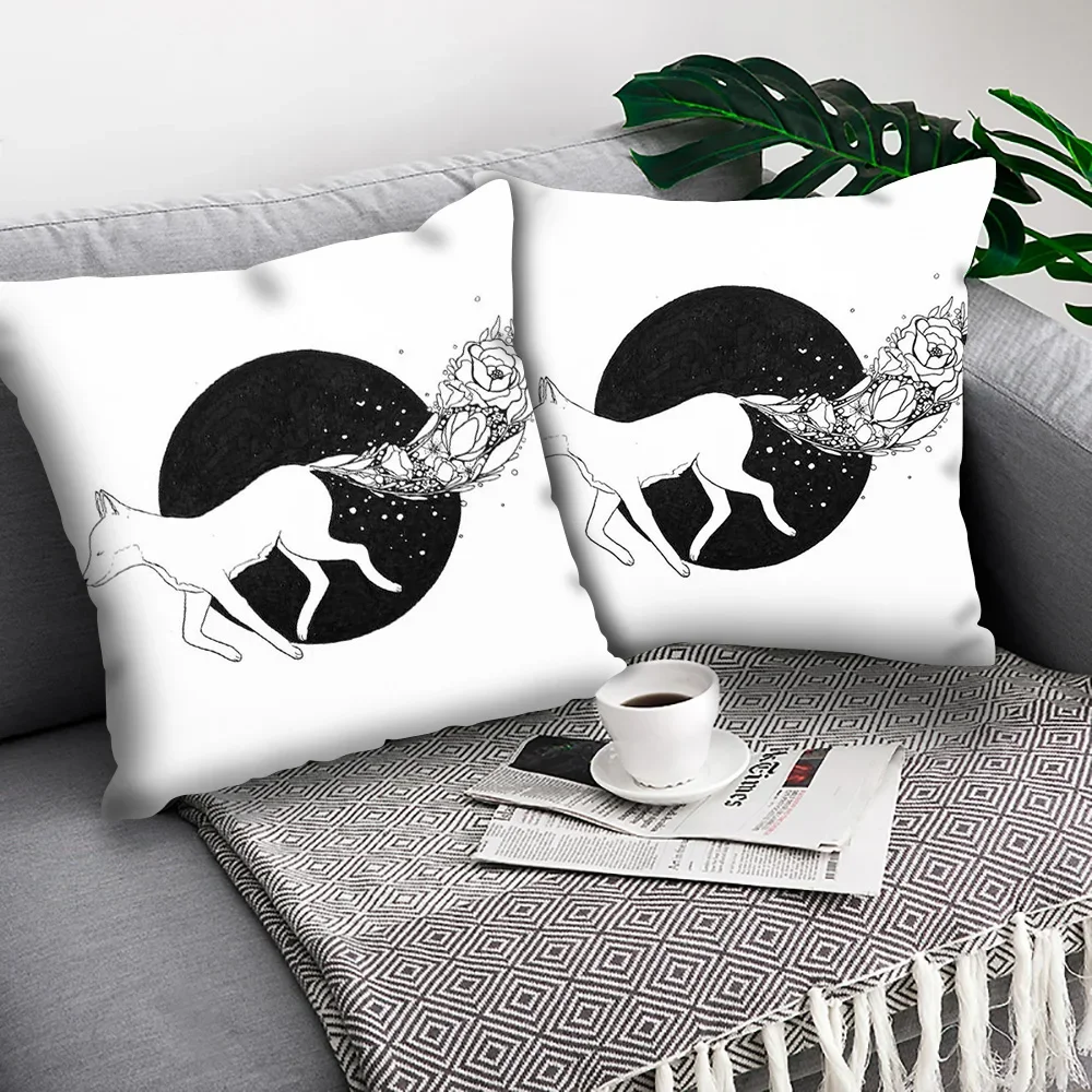 

Bedroom Living Room Sofa Throw Pillowcase Home Decor Black White Abstract Animal Cushion Cover
