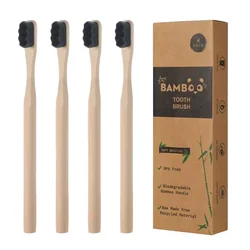 Biodegradable Bamboo Toothbrush with Ultra - Dense Soft Bristles - Eco - Friendly and Natural Material (4PCS)