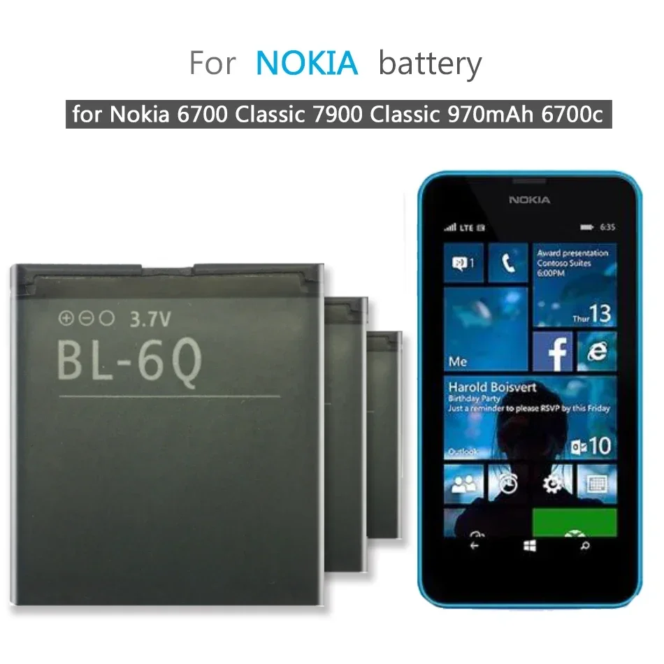 Bl-6Q Batteria Del Telefono Bl6Q Per Nokia 6700 Classic 7900 6700C 970Mah Batteria + Numero Di Tracciamento