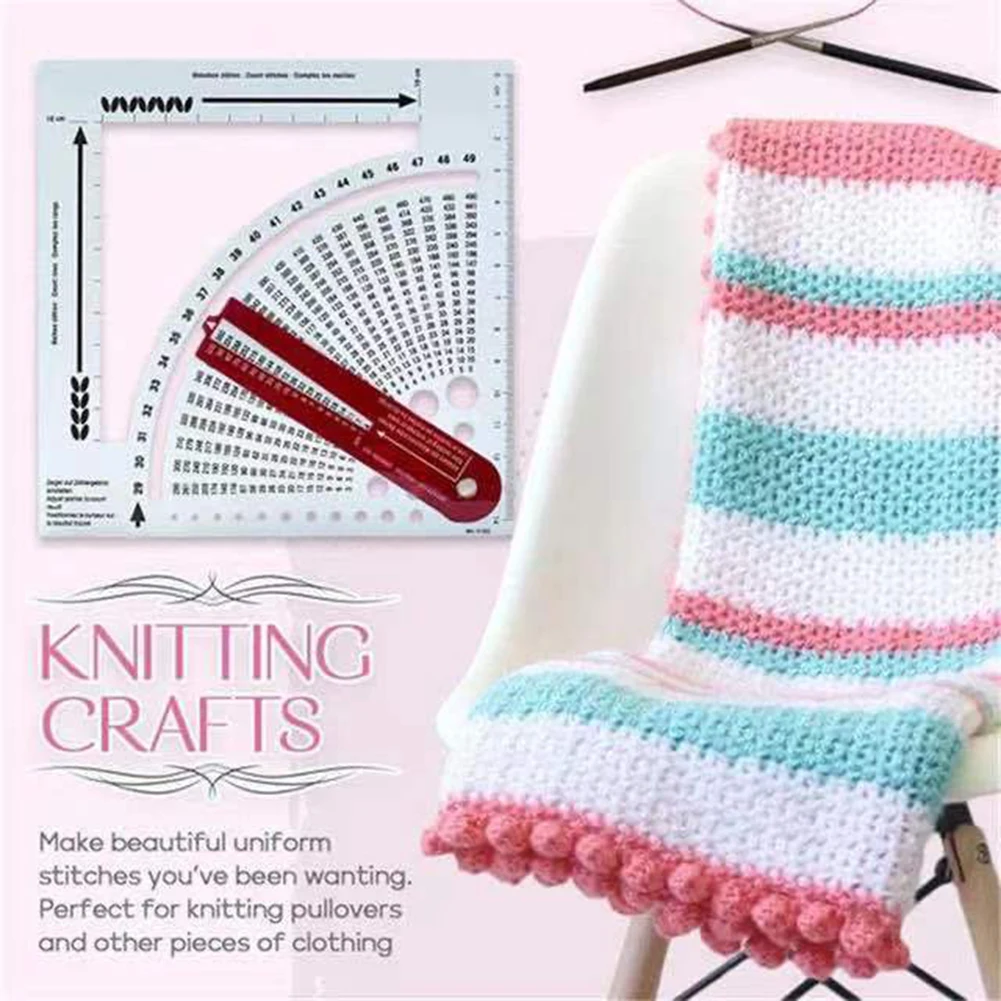 

Knitting Gauge Converter Multipurpose Double-sided Scale Knitted Calculator DIY Knit Counting Frame Ruler Braiding Counter