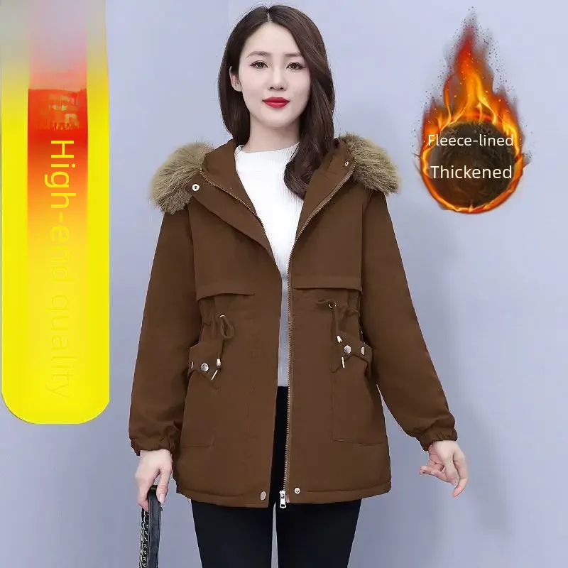 معطف قطني سميك مبطن بالصوف سترة مبطنة متوسطة الطول...