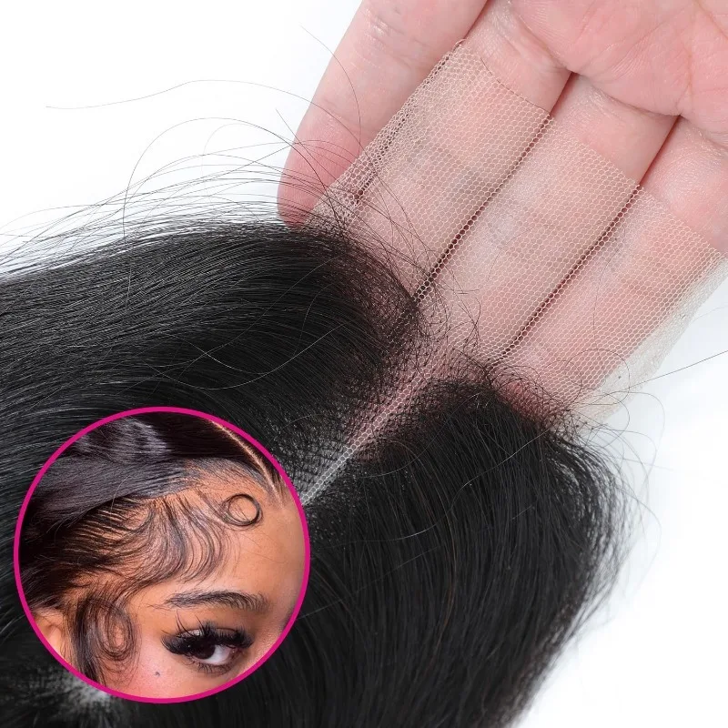 2x6 Lace Closure Body Wave Human Hair Pre-Plucked Hairline Brazilian Virgin Hair Soft Transparent Lace Closure For Women