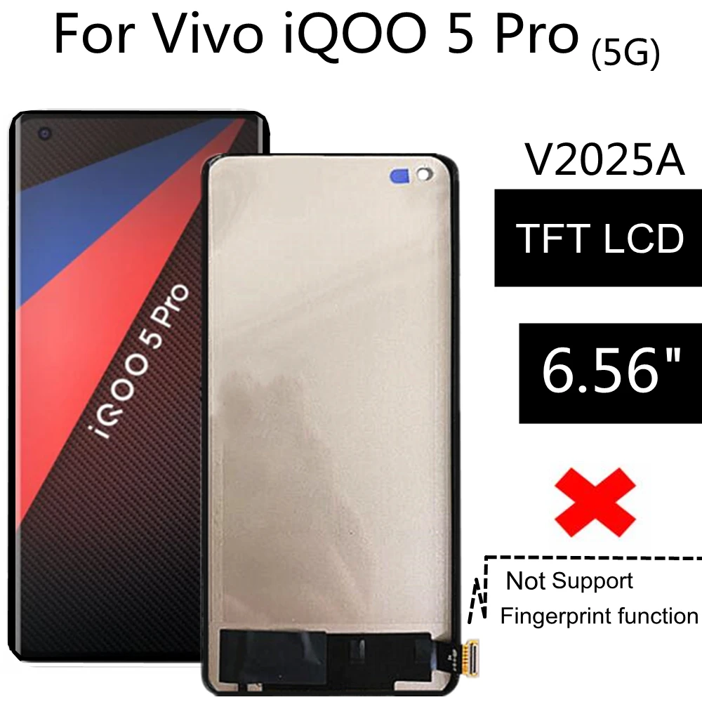 

6.56" LCD For vivo iQOO 5 Pro 5G LCD Display v2025a Touch Screen Digitizer Assembly Replacement