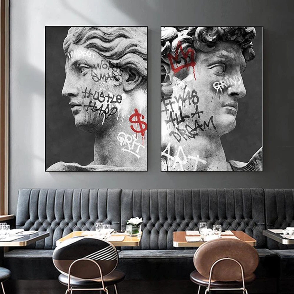 

David Head Sculpture Canvas Painting Graffiti Art Statue Posters and Prints Street Wall Art Pictures for Living Room Home Decor