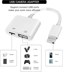 USB 3 Camera Adapter for i-Phone 14/13/12/iPad USB Female OTG TF/SD Card  Adapter with Charging Port Plug and Play