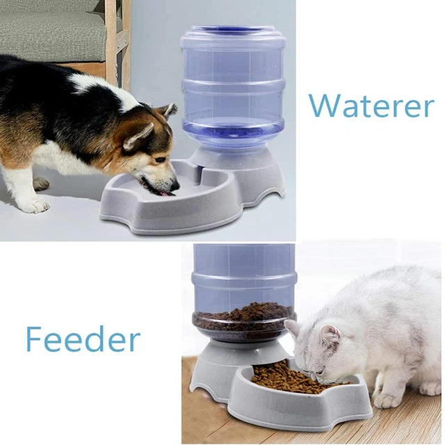 3.8L Large Capacity Automatic Dog Feeder Waterer High Capacity Pet Food Bowl  Gravity Water Dispenser Pet Bowl for Dogs Cats - AliExpress