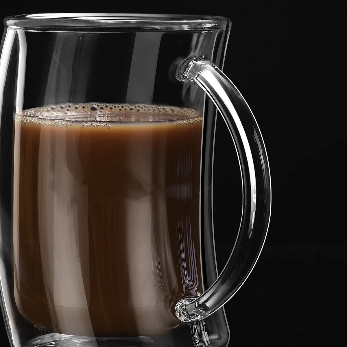 1 Piece 200ml Transparent Double Wall Glass Mug Cup with Handle Tilt Glass Coffee Mug Brief Simple Double Layer Cup
