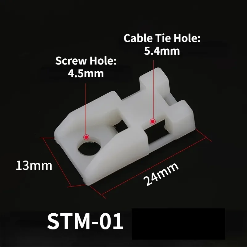 MECCANIXITY 500pcs Cable Tie Base Mounts - White Nylon Wire Holders With 0.25 Inch Screw Hole
