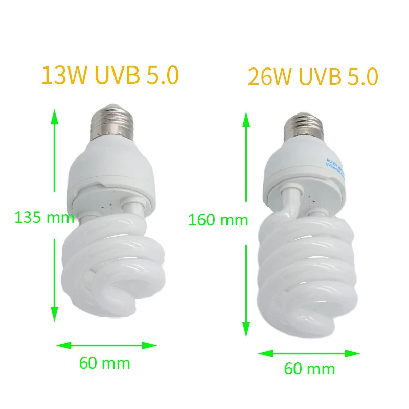 13W UVB Heating Lamps 5.0 10.0 Reptile Lamp Energy Saving Light Turtle Lizard Snake Reptile UVB Heating Lights 6