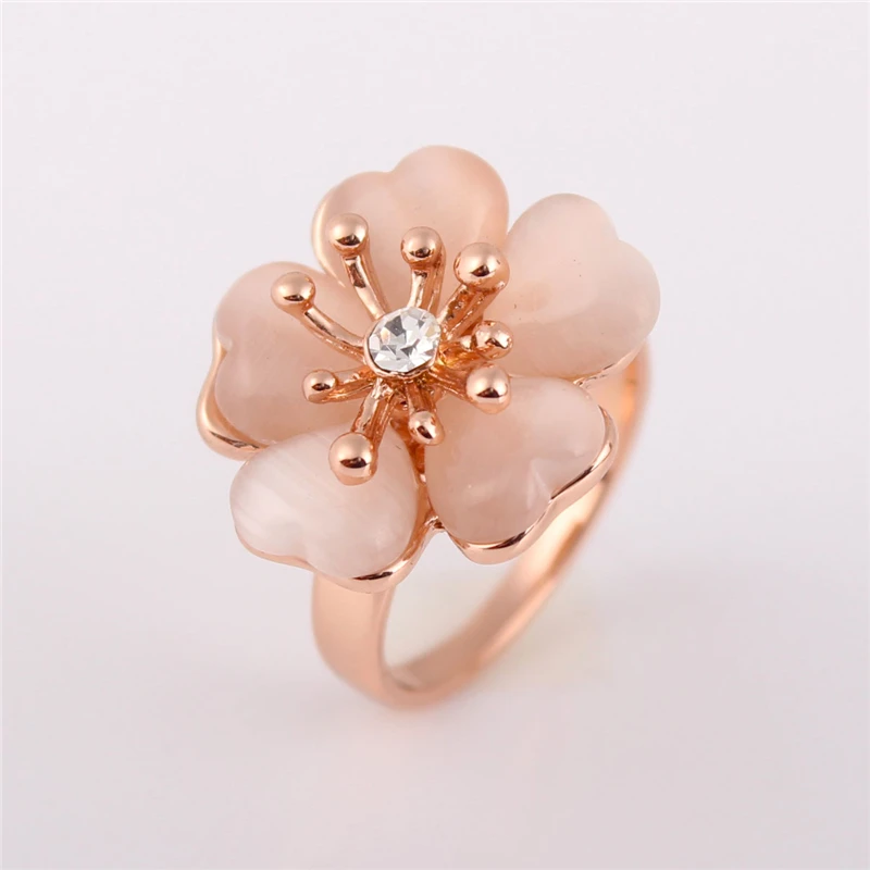 Ajojewel Rose Gold-color Girls Cute Ring Opal Flower Finger Jewelry Spring 2024 Woman Gift to offer Ajojewel Rose Gold-color Girls Cute Ring Opal Flower Finger Jewelry Spring 2024 Woman Gift to offer