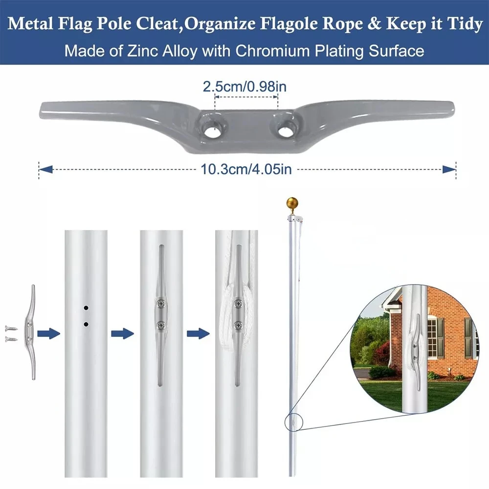 Aluminum Alloy Flag Pole Tool Set Nylon Braided Rope 3 Inch Golden Ball Flag Pole Hardware Repair Kit Metal Clips Upgrade