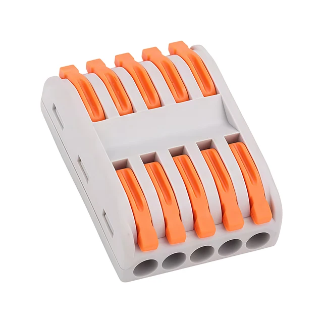 PCT Mini Fast Wiring Cable Connectors 5 in 5 Out 2-Position Push-in Universal Compact Splitter Electrical Home Terminal Block 2