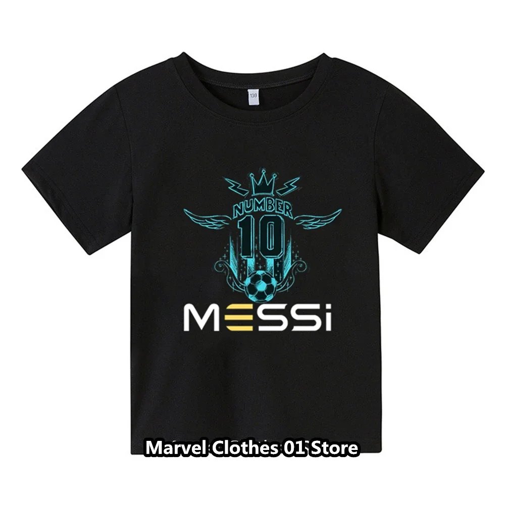 

Messi head print children's clothing children's orange short-sleeved summer T-shirt boys and girls tops