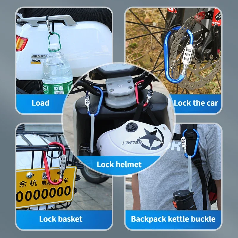 D-shaped Motorcycle Helmet Password Lock Padlock Mountain Buckle Luggage Lock Disc Brake Lock Suitable for Multiple Occasions