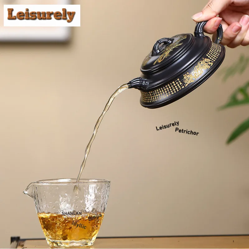 230ml Yixing Purple Clay Teapots Handmade Bamboo Section Pot Raw Ore Stone Yellow Mud Tea Infuser Kettle Zisha Tea Set Supplies