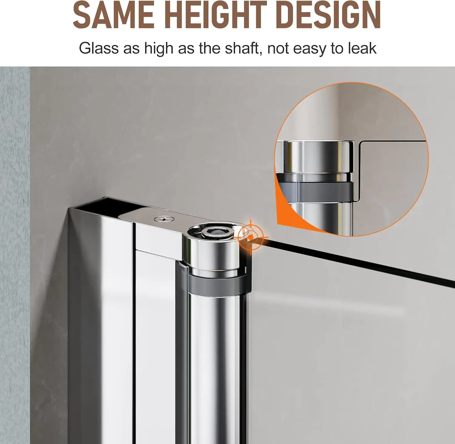 Pivot Shower Door Frameless Bi fold Shower Glass Door Clear Glass Hinged Shower Door Chrome Finish Hidden Seal Strip 6