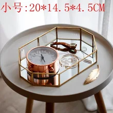  Nordic Copper Bar Glass Plate Jewelry Storage Tray Western Cake Dessert Plate Afternoon Tea Food Tray 