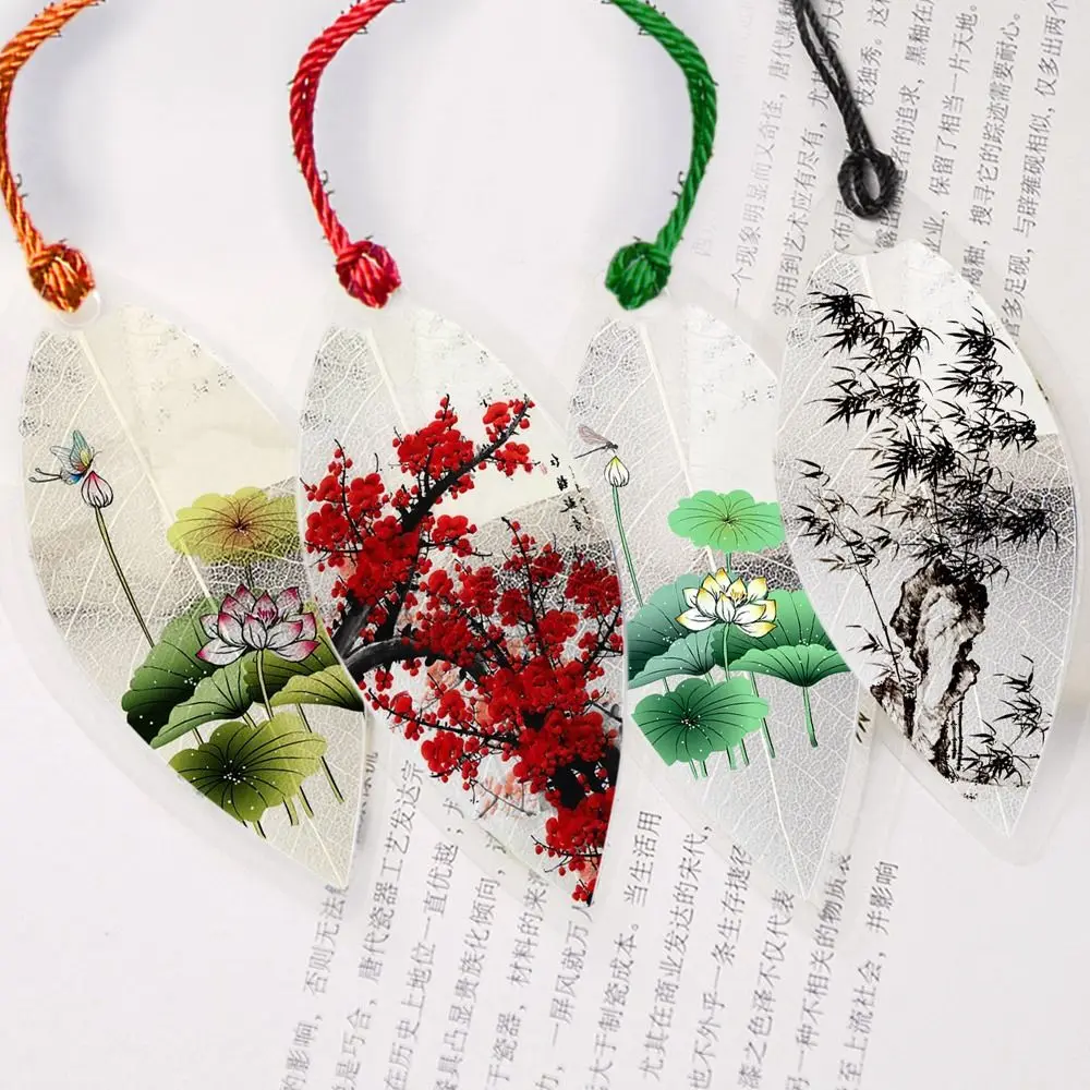 Retro Chinese Style Landscape Painting Bookmarks Creative Archaic Leaf Vein Bookmark Gift Stationery Students School Supplies chinese style brass bookmark retro book clip metal pagination mark student gift stationery school office supplies bookmark gifts