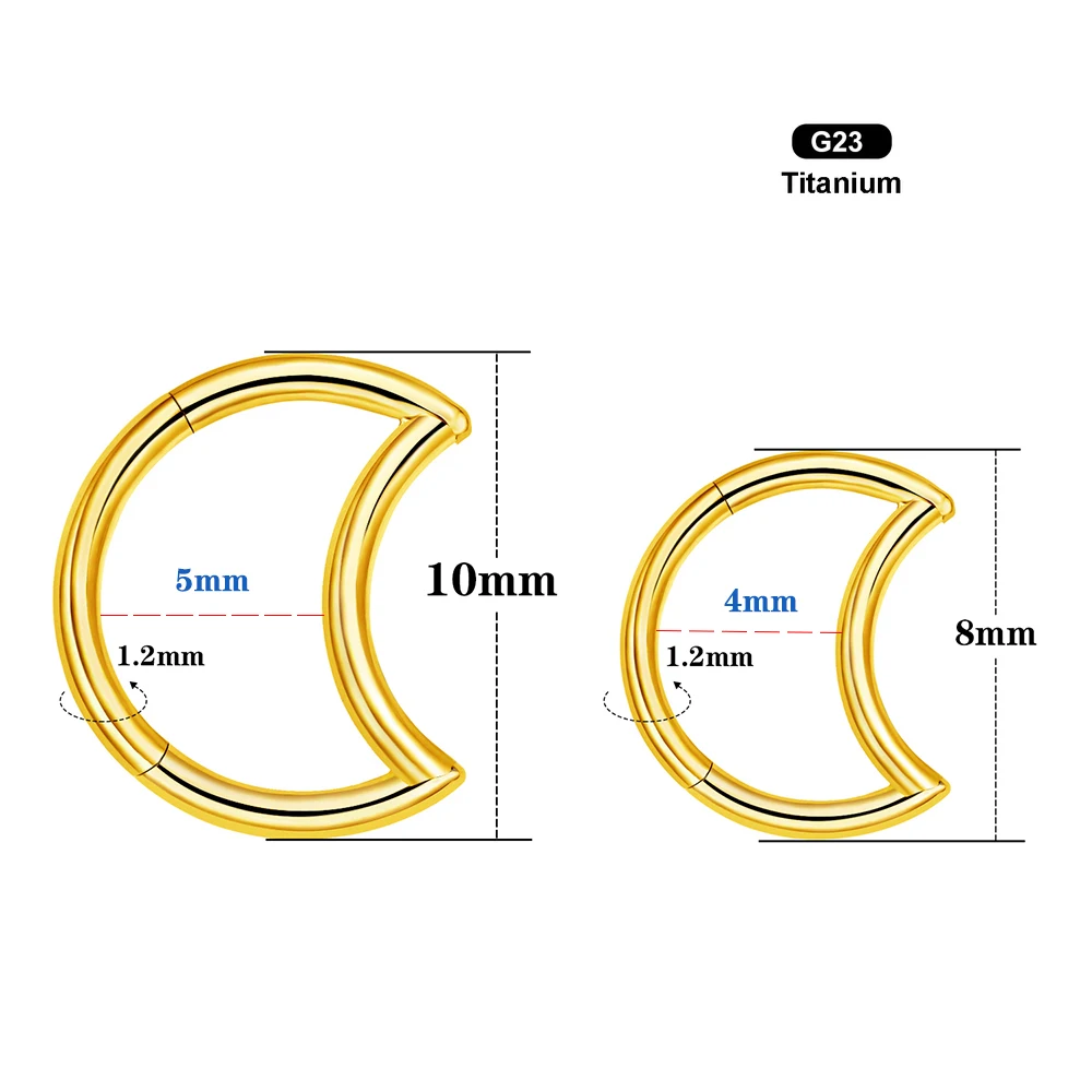 16G G23 Titanium Moon Daith Rook Piercing Earrings Jewelry Tragus Helix Nose Rings Cartilage for Women