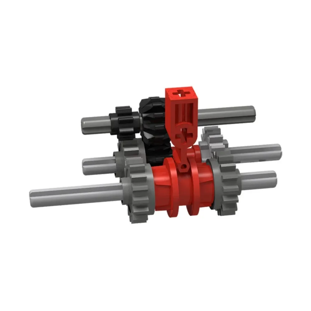 MOC Manual 2-Speed Transmission Gearbox Building Blocks Mechanical Interlocking Gear Model Teaching Tool Compatible with Leduo