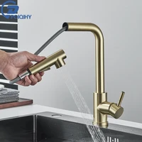 Black Pull Out Kitchen Faucet Deck Mounted Kitchen Sink Tap Single Handle Kitchen Mixers Rotating Spout Stream Spray Head