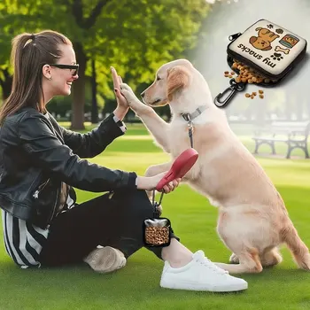 1 Pezzo di Sacchetto per Cibo per Cani con Stampa di Cane Carino, Borsa per Snack per Cani con Gancio e Cerniera