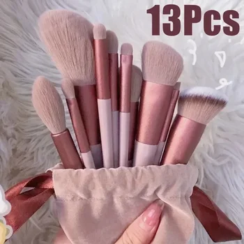13pcs Cosmetic Brushes Set for Women Eyeshadow Foundation Concealer Blush Powder Blending Brush Soft Bristles Makeup Brushes Kit