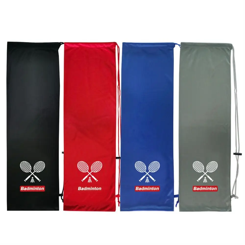 

Drawstring Pocket Badminton Racket Bag Large Capacity Protective Sleeve Badminton Storage Case Flannel Cover 2 Rackets