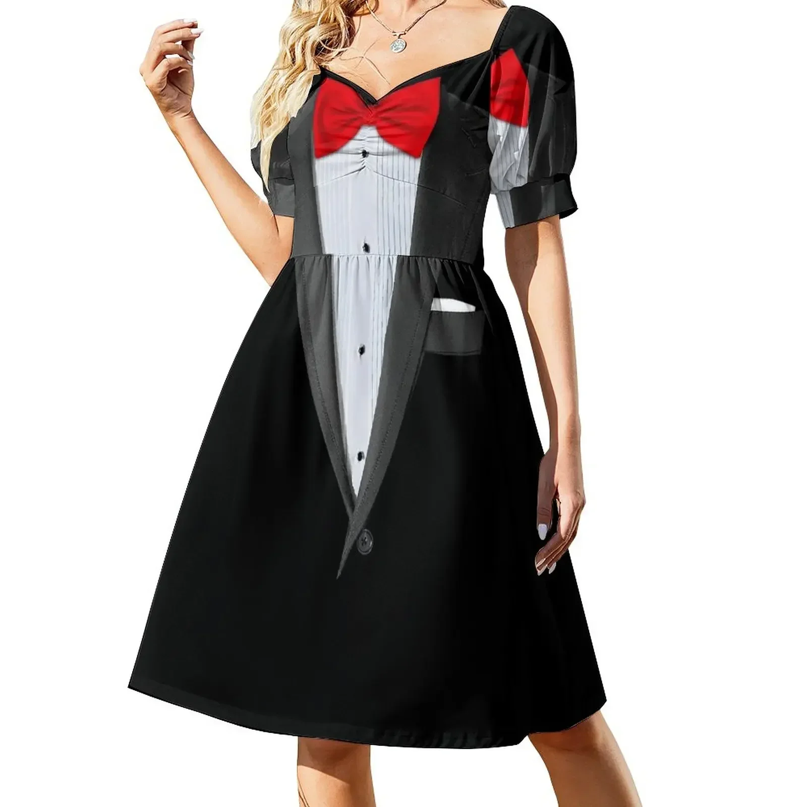 thumbnail image 1 of Camisa de esmoquin realista, vestido de manga corta, vestidos de noche, vestidos de baile de lujo, vestidos de verano para mujer, 1 of 8