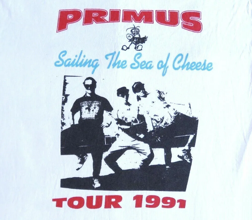 Primus 1990'S 1991 Concert Tour Seas Of Cheese T-Shirt Bianca Unisex S-4Xl T1717