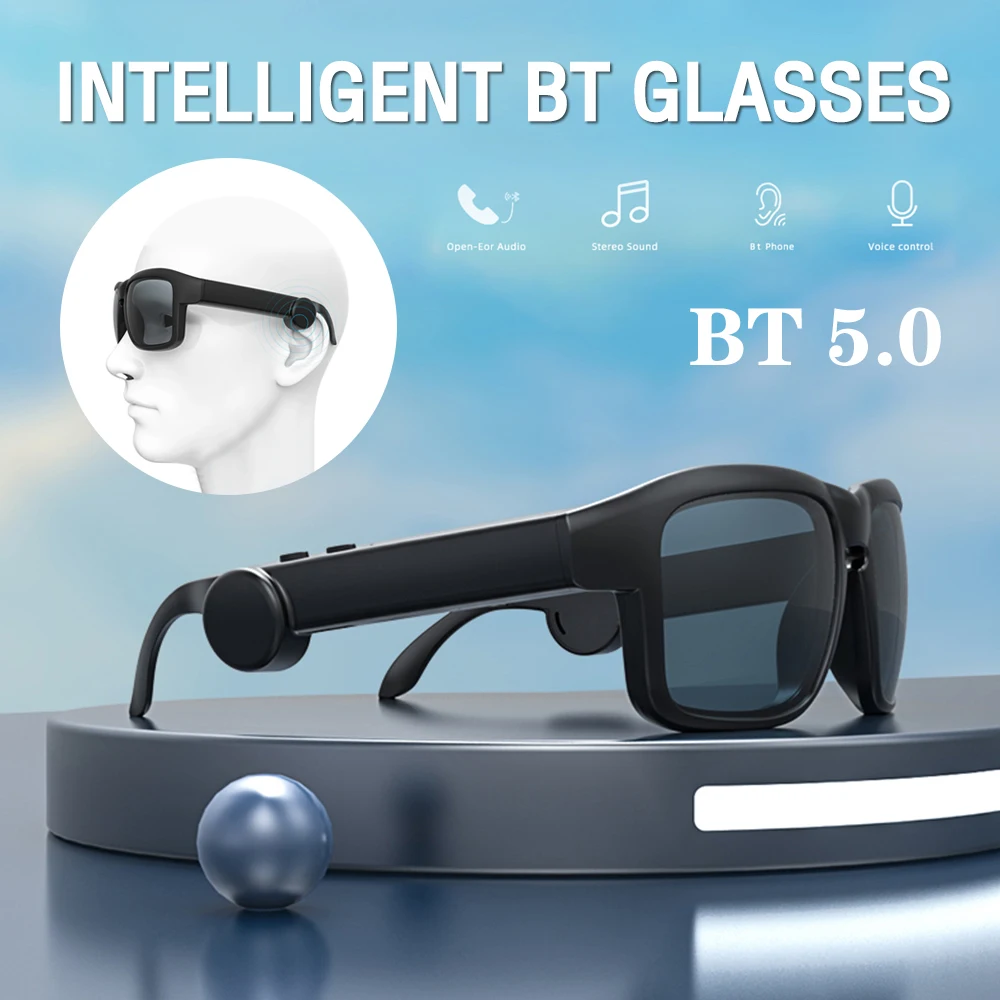 Bluetooth 5.0 Smart Glasses Auricolari Anti-Blu-Ray Stereo Auricolare Doppio Altoparlante Touch Occhiali Da Sole Senza Fili Cuffie All'Aperto Viaggio